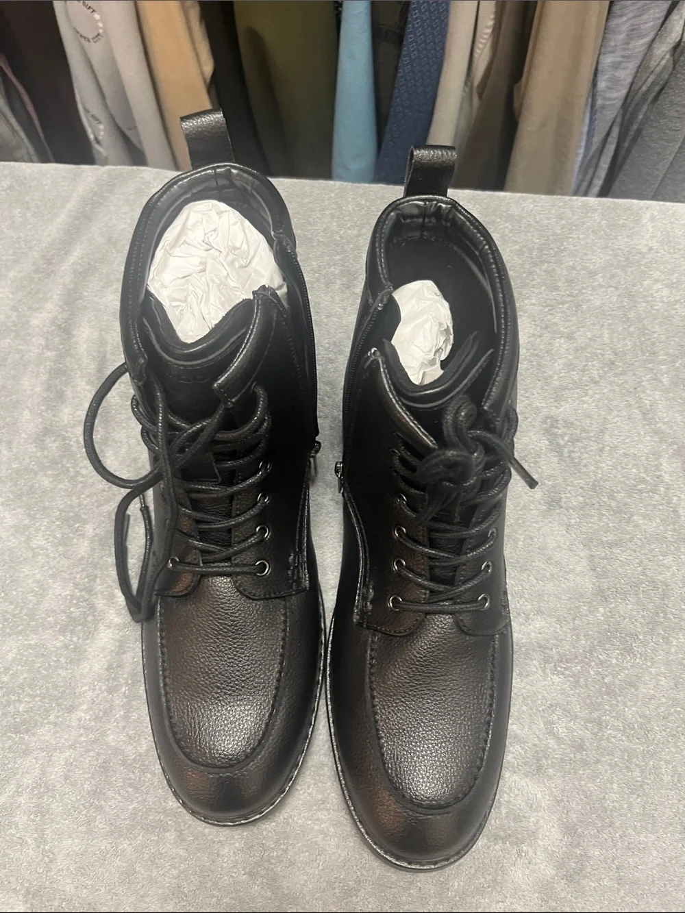 Aldo Black Leather Lace-Up Ankle Boots